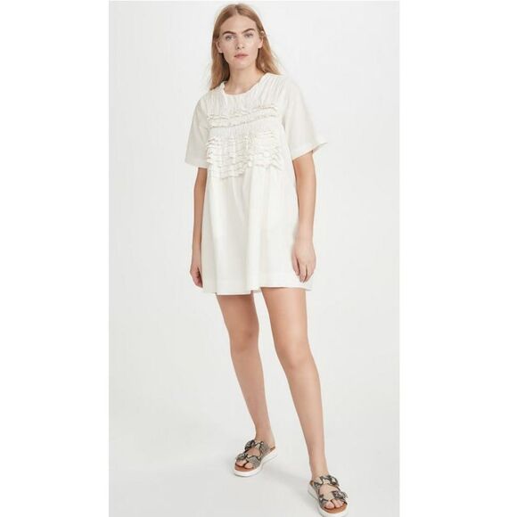 English Factory Sz. S White Short Sleeve Ruffle Tee Dress - Picture 2 of 16